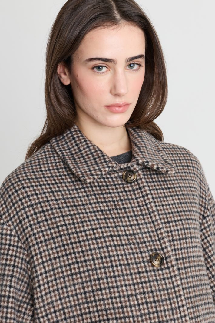 Oversized Patch Pocket Coat - BROWN BLACK - Intrend - 3