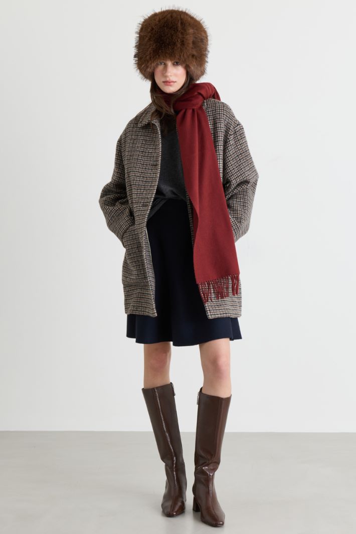 Oversized Patch Pocket Coat - BROWN BLACK - Intrend