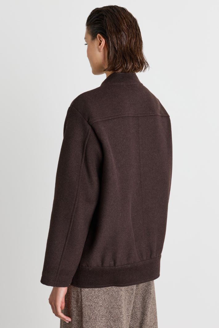Snap-fastening bomber jacket - BROWN - Intrend - 4