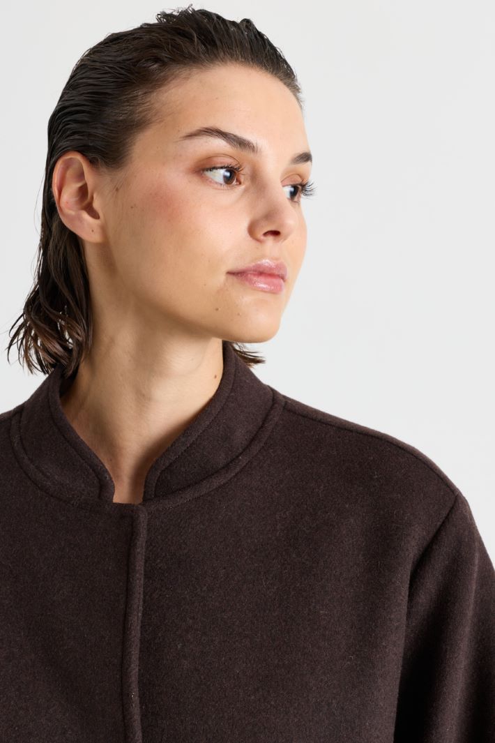 Snap-fastening bomber jacket - BROWN - Intrend - 3