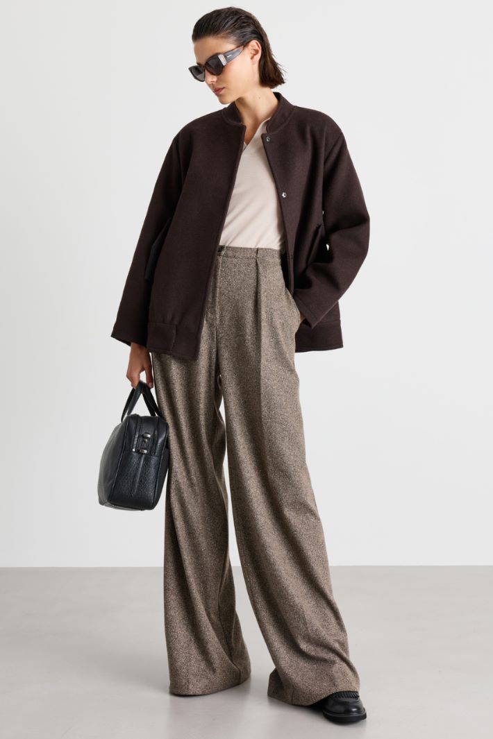 Snap-fastening bomber jacket - BROWN - Intrend