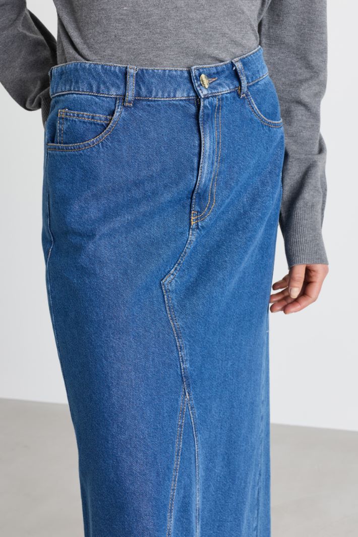 Flared denim skirt - BLUE - Intrend - 3