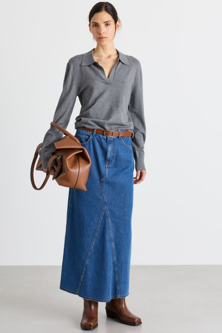 Flared denim skirt - BLUE - Intrend
