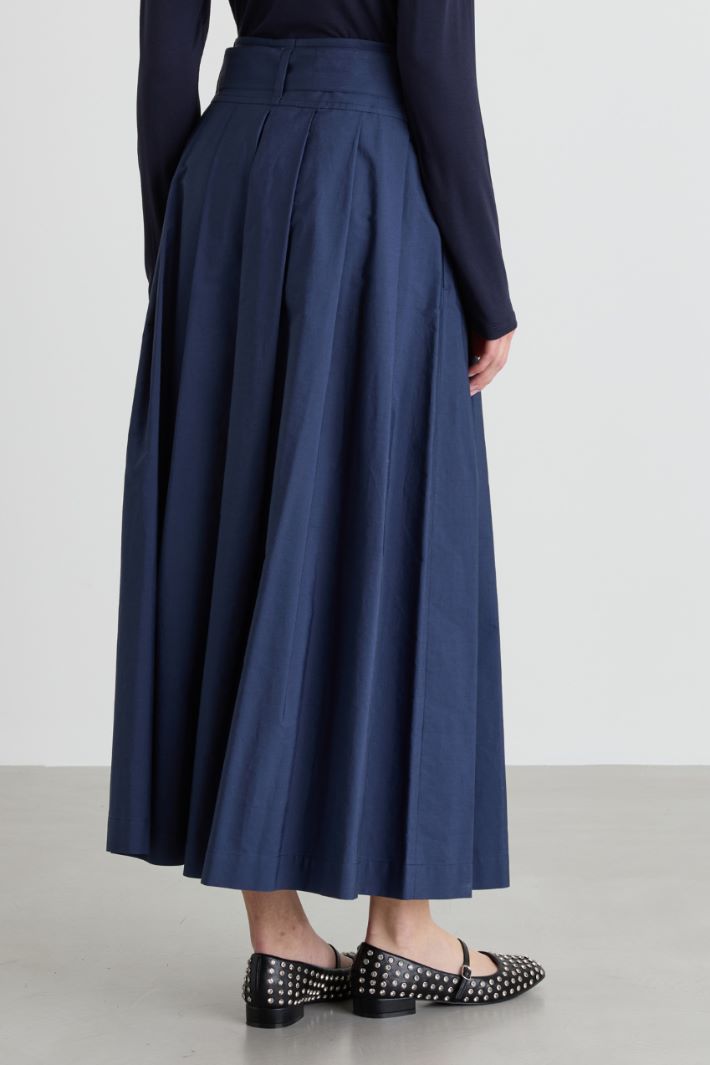 Pleated poplin skirt - BLUE - Intrend - 4
