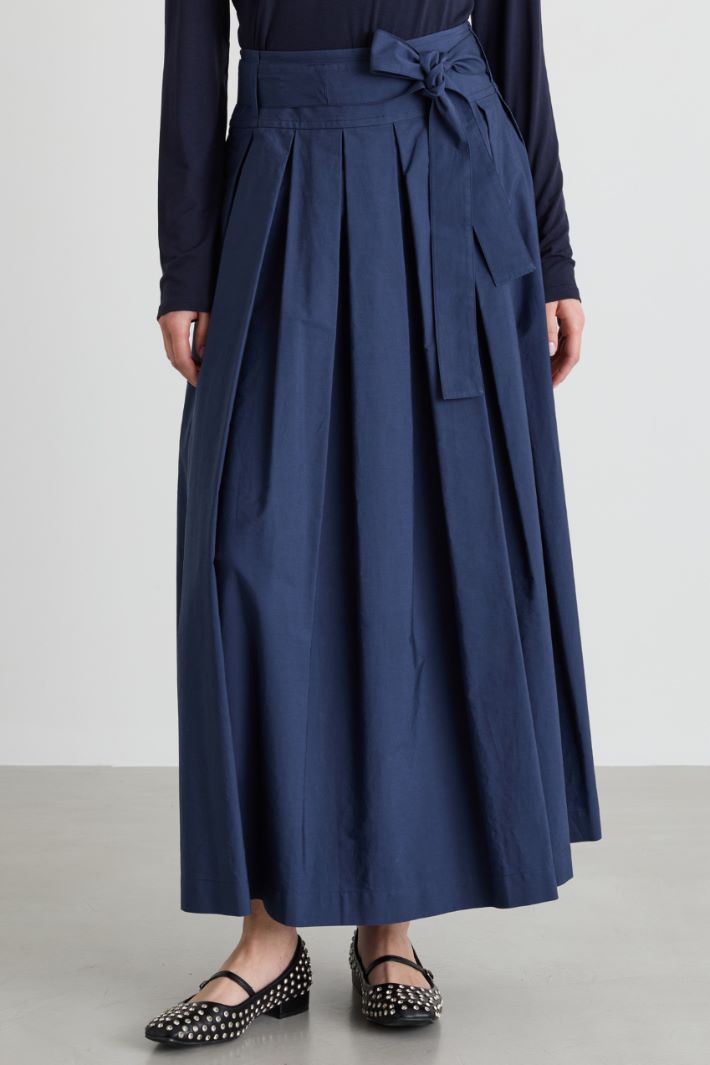 Pleated poplin skirt - BLUE - Intrend - 2