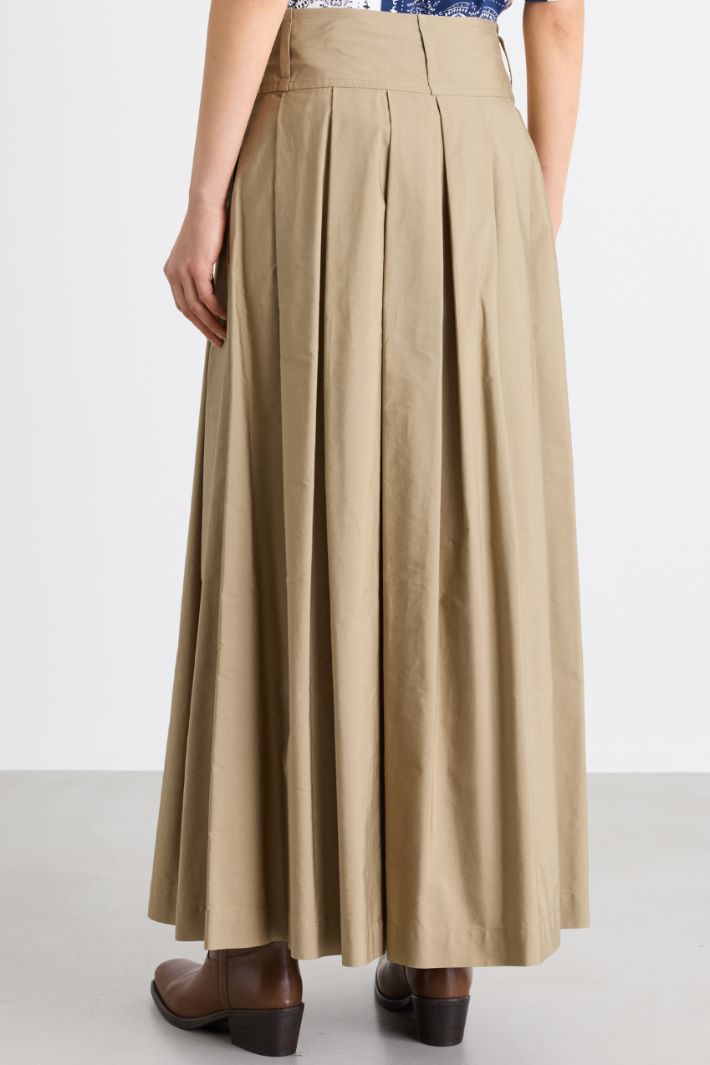 Pleated poplin skirt - CAMEL - Intrend - 4