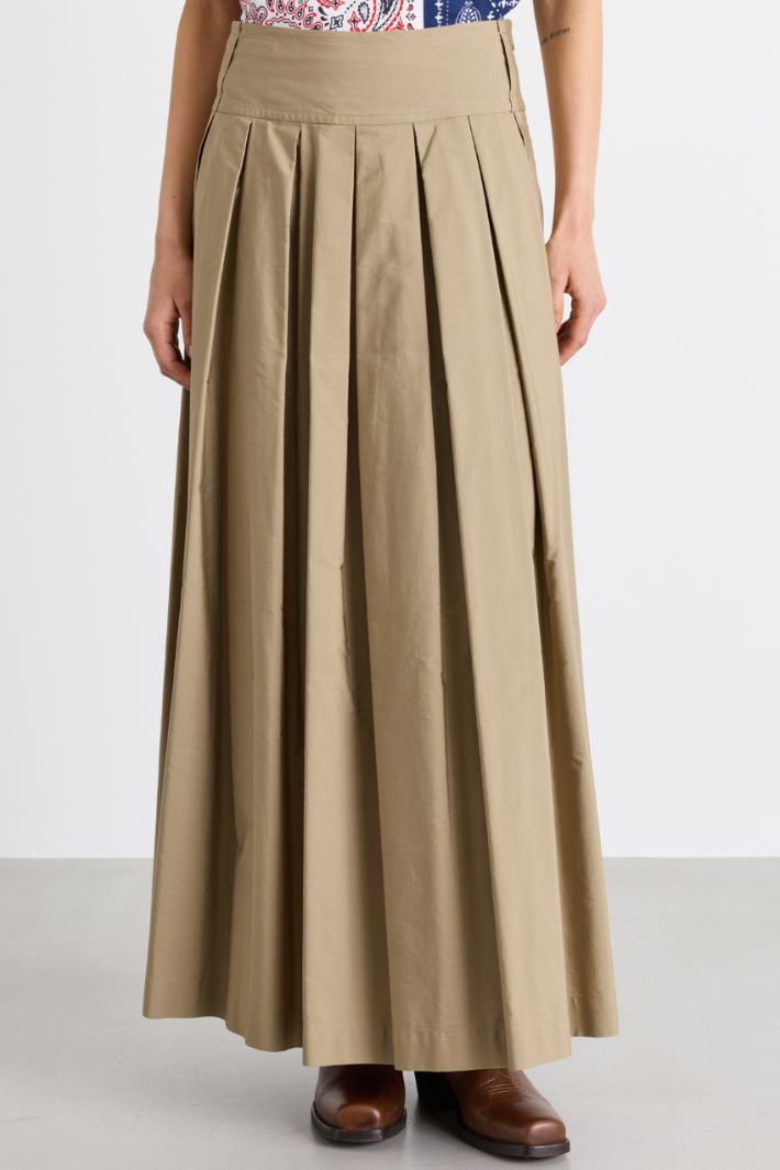 Pleated poplin skirt - CAMEL - Intrend - 2