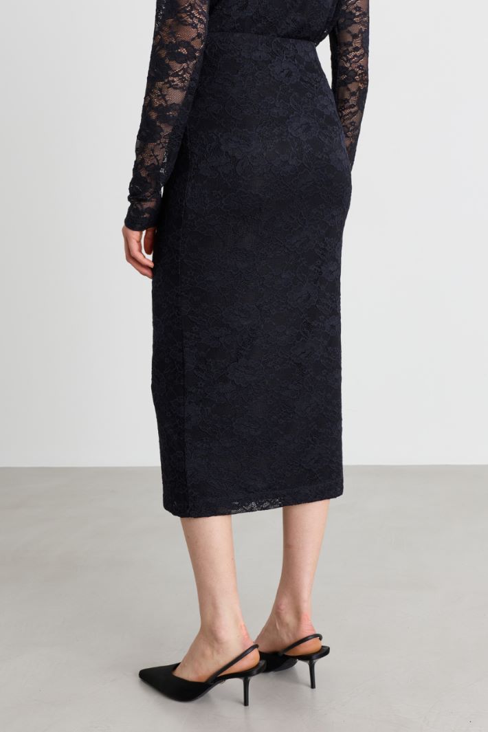 Stretch lace pencil skirt - BLACK - Intrend - 4