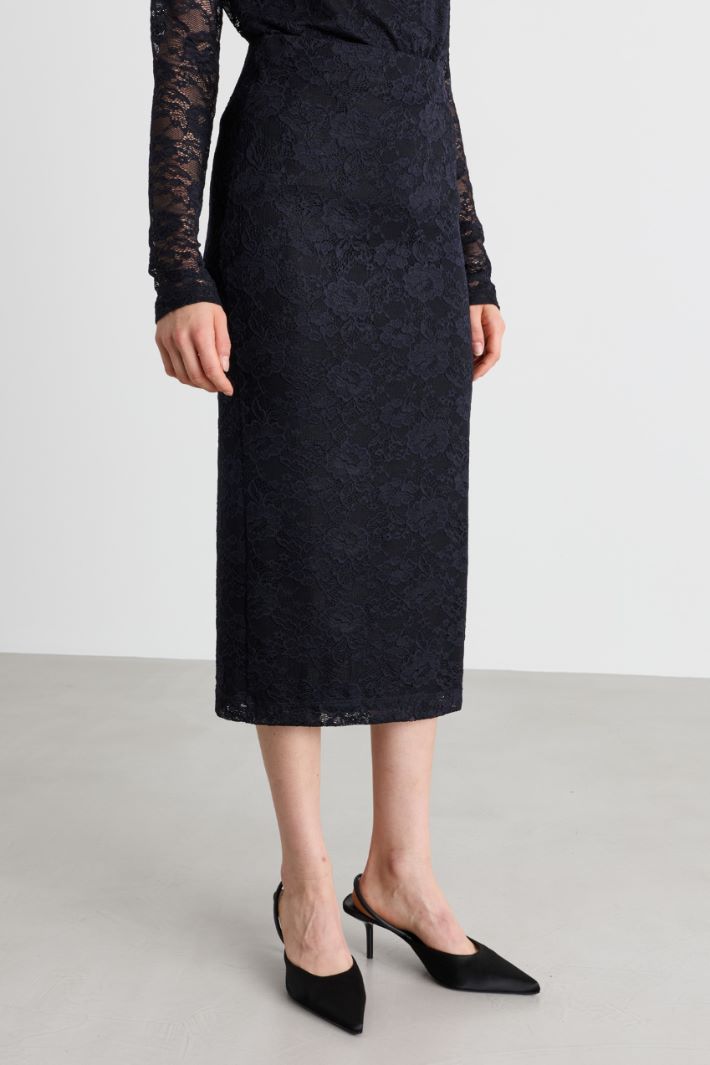 Stretch lace pencil skirt - BLACK - Intrend - 2