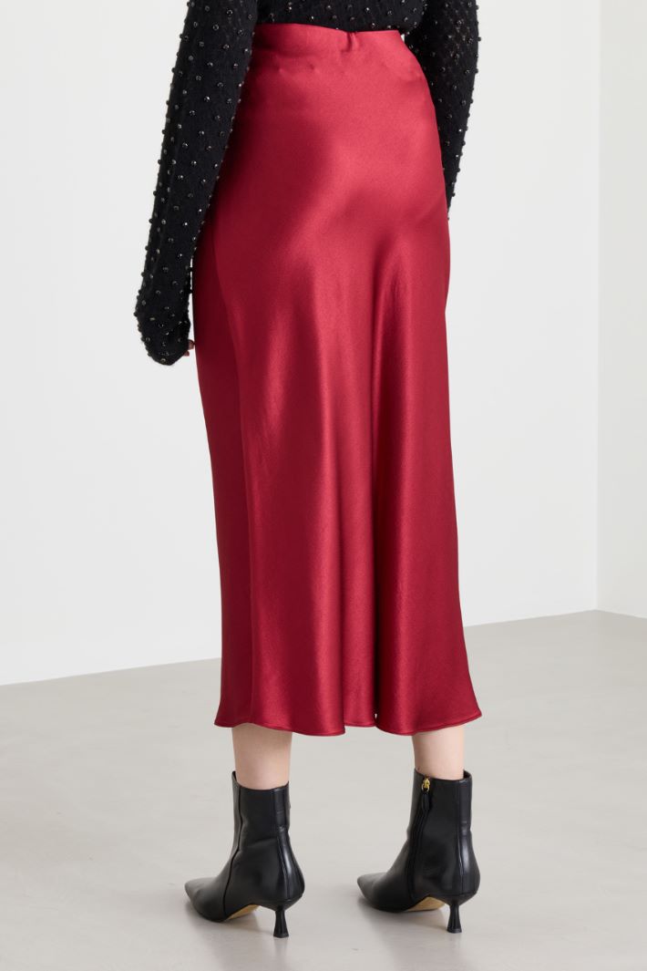 Stretch satin skirt - RED - Intrend - 4