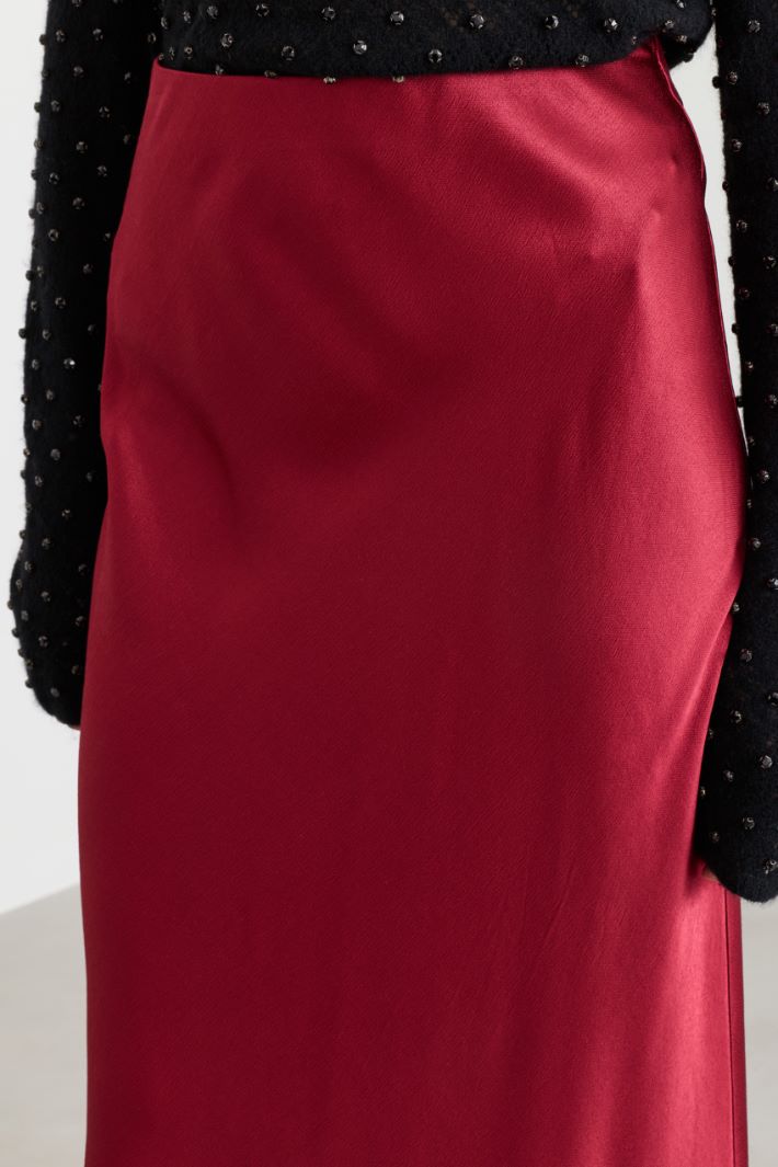 Stretch satin skirt - RED - Intrend - 3