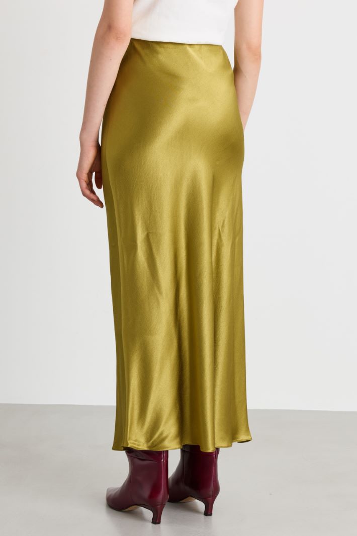 Stretch satin skirt - GREEN - Intrend - 4