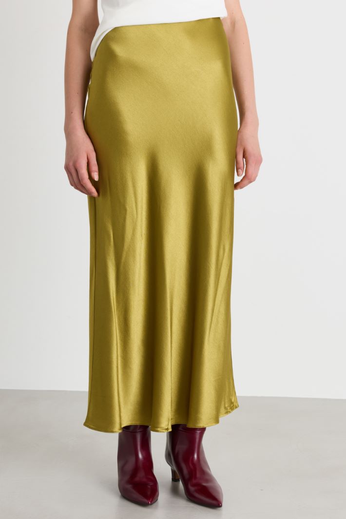 Stretch satin skirt - GREEN - Intrend - 2