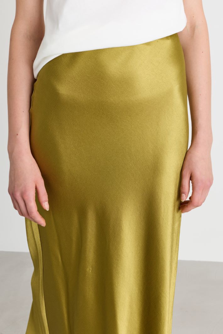 Stretch satin skirt - GREEN - Intrend - 3