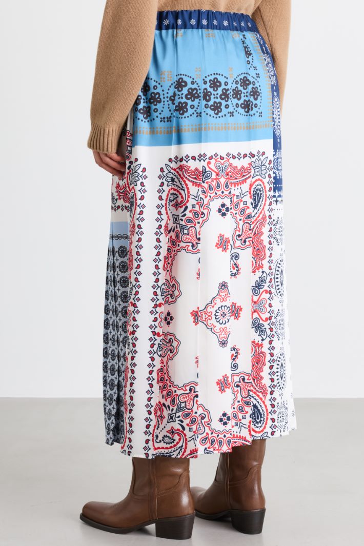 Gonna in twill stampato - BLU BIANCO - Intrend - 4