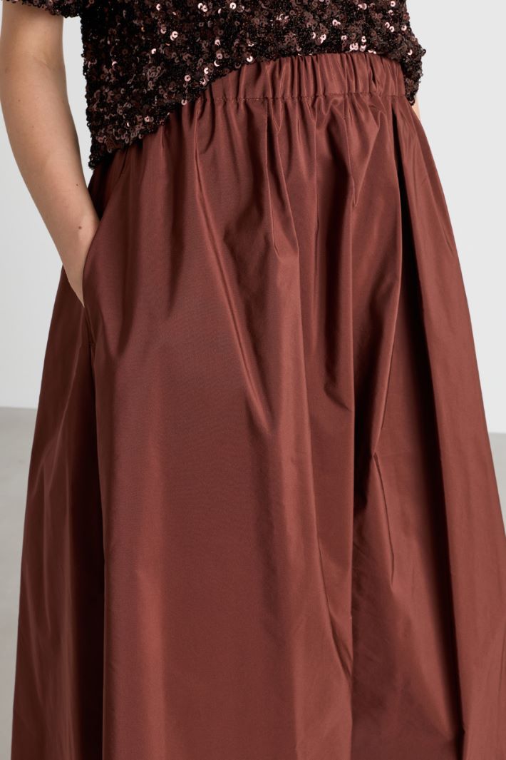 Long taffeta skirt - BROWN - Intrend - 3