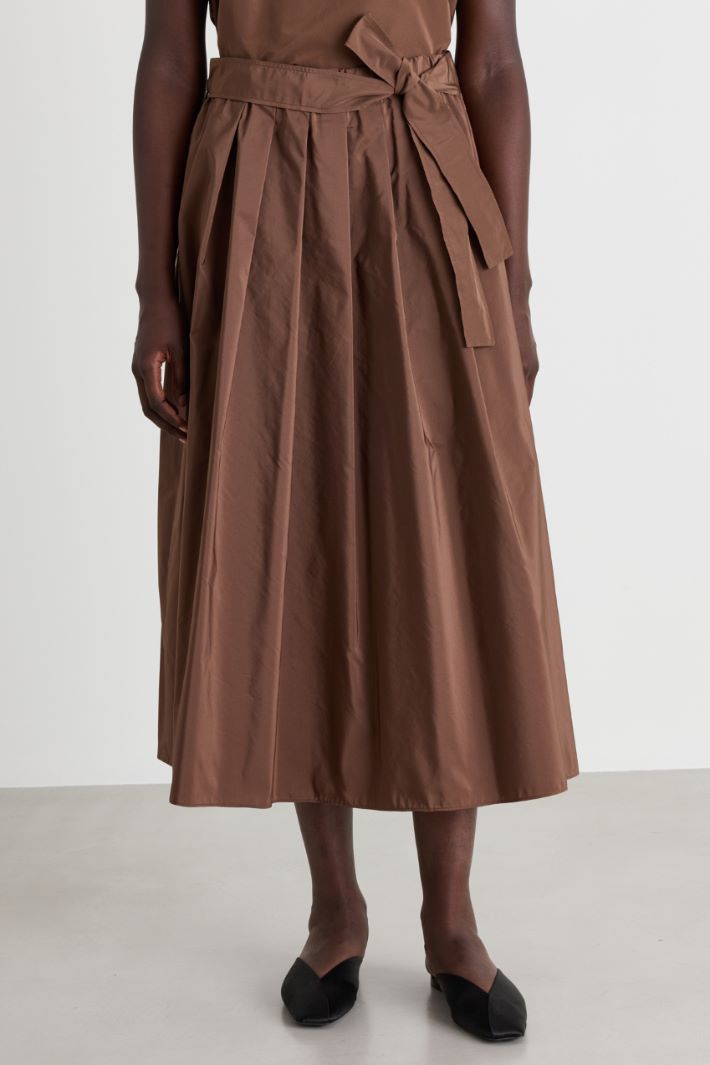 Taffeta midi skirt - BROWN - Intrend - 2