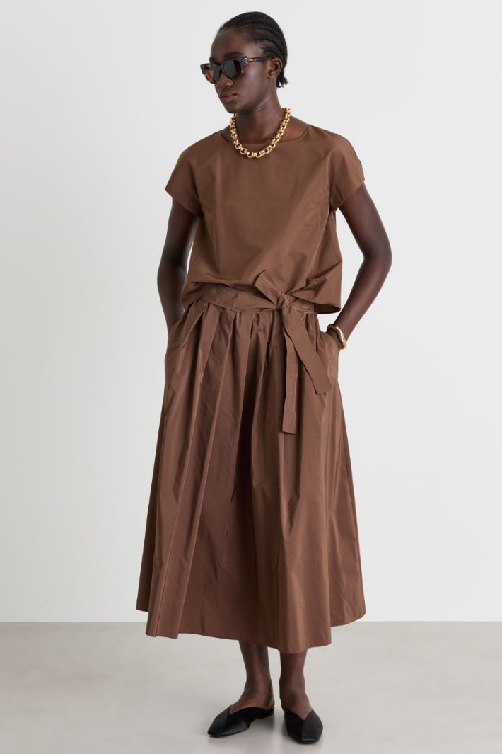 Taffeta midi skirt - BROWN - Intrend