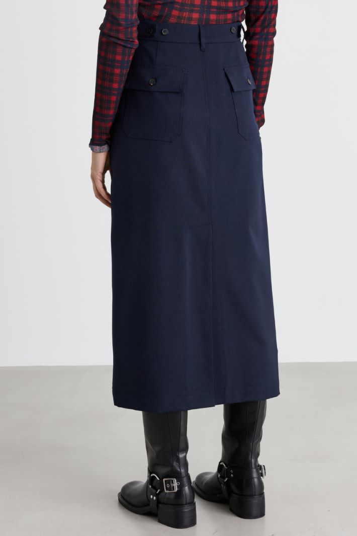 Long skirt with oversized pockets - BLUE - Intrend - 4