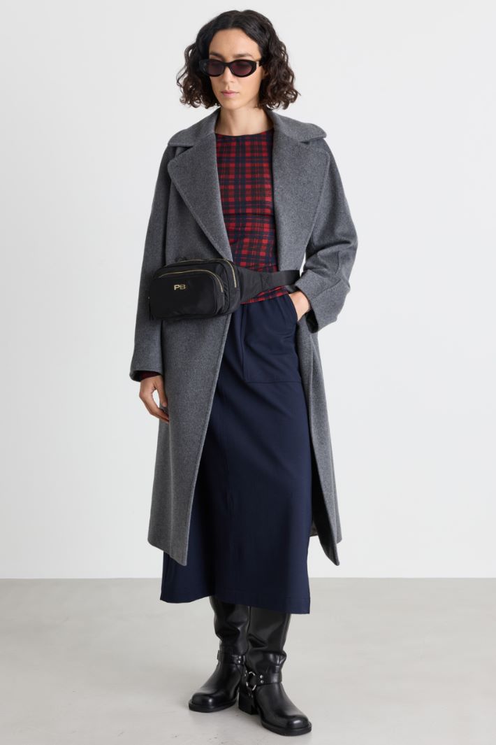 Long skirt with oversized pockets - BLUE - Intrend