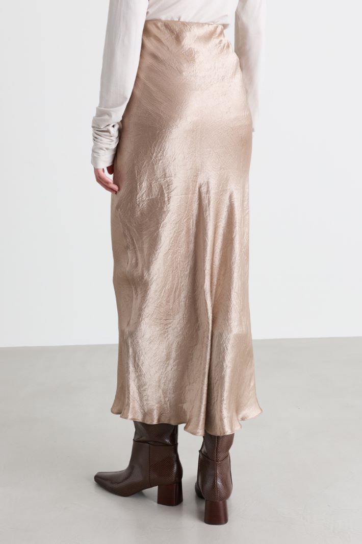 Crinkle satin skirt - BEIGE - Intrend - 4
