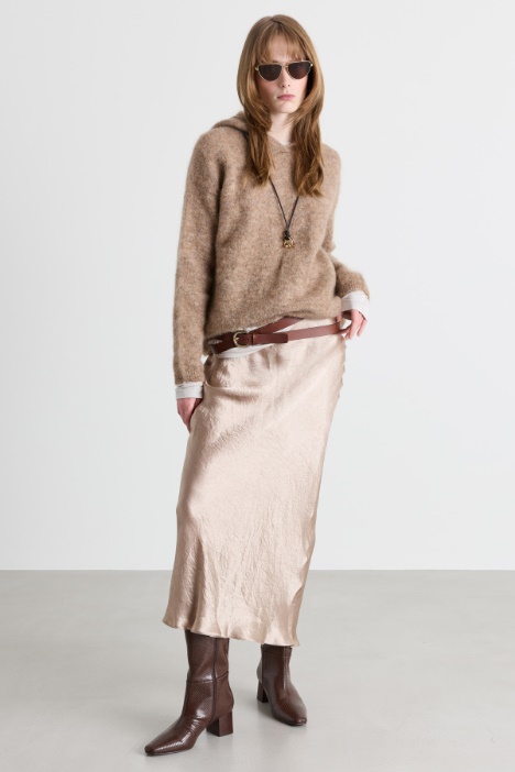 Crinkle satin skirt - Intrend