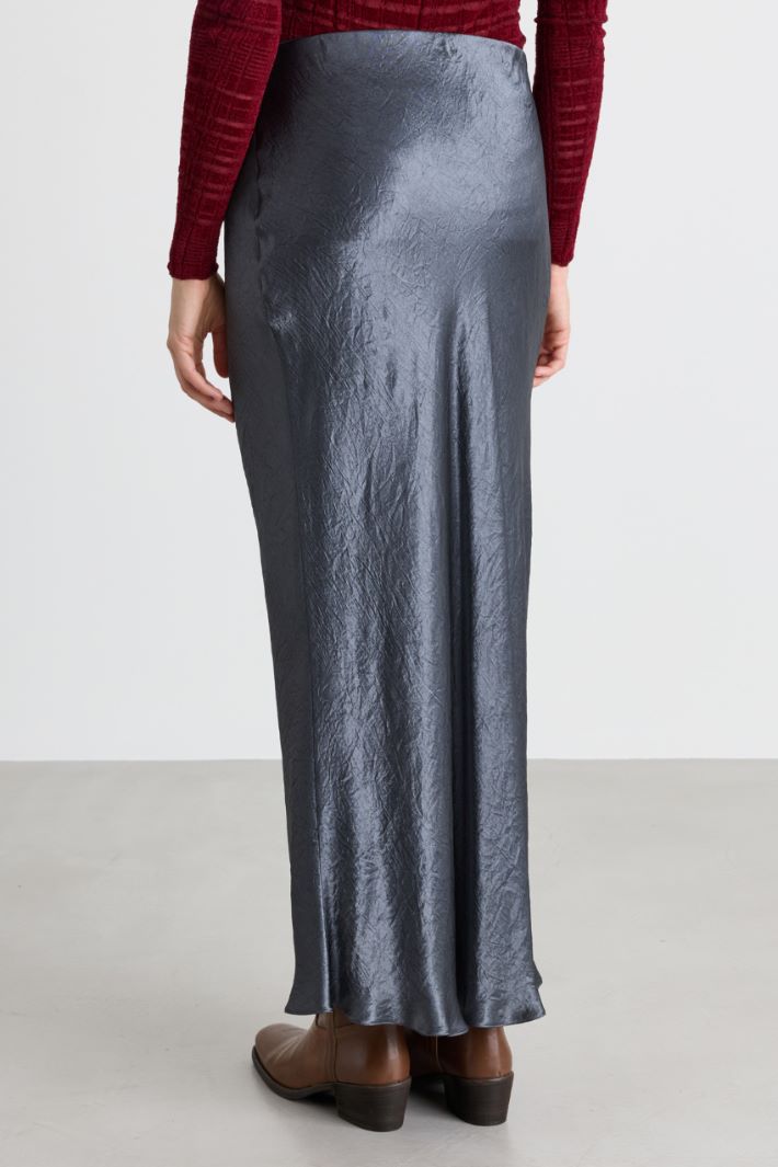 Crinkle satin skirt - GREY - Intrend - 4