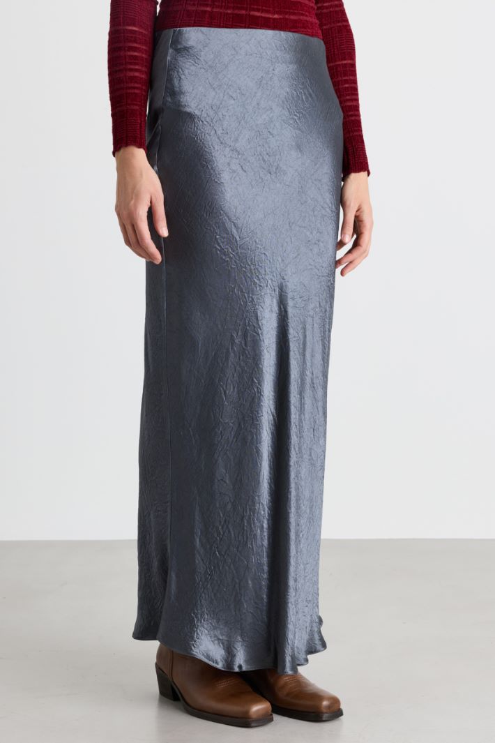 Crinkle satin skirt - GREY - Intrend - 2