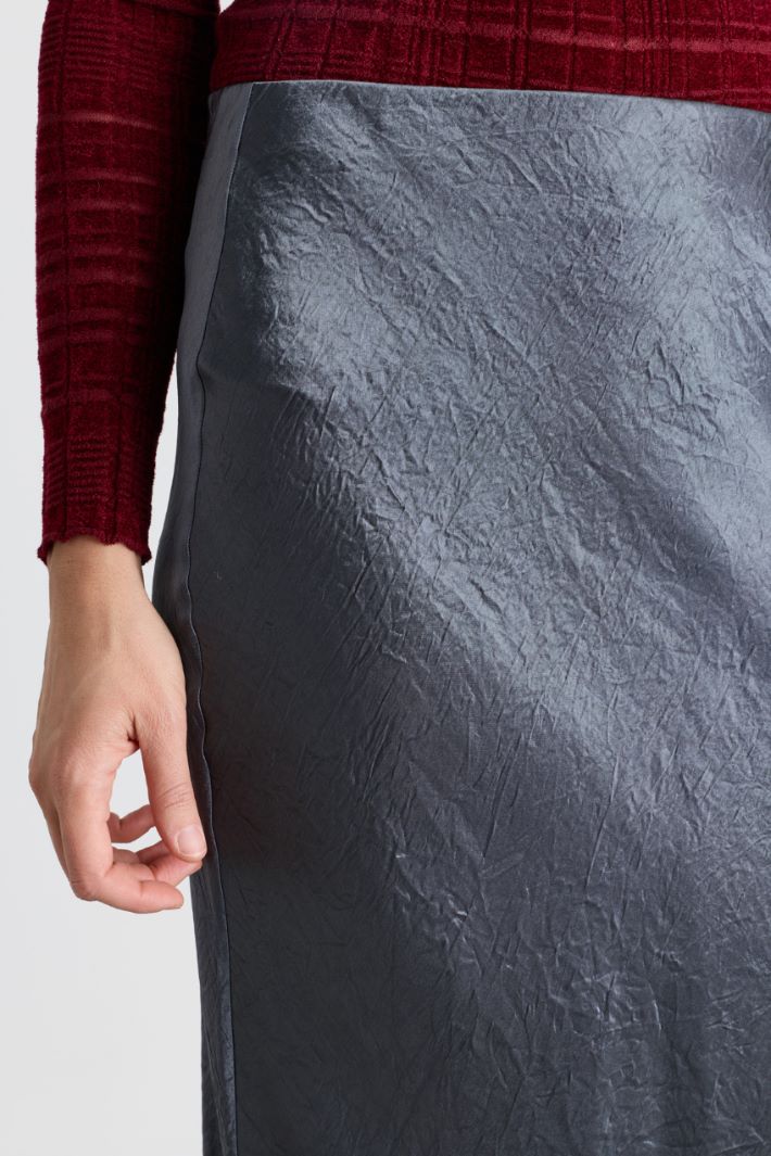 Crinkle satin skirt - GREY - Intrend - 3