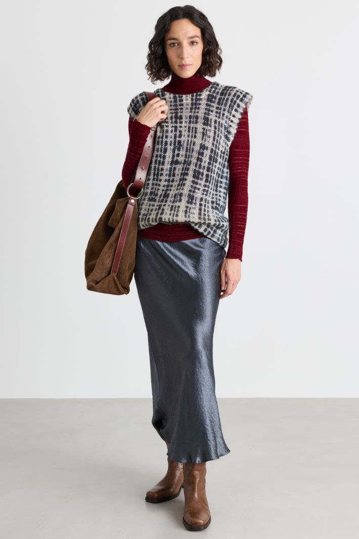Crinkle satin skirt - GREY - Intrend