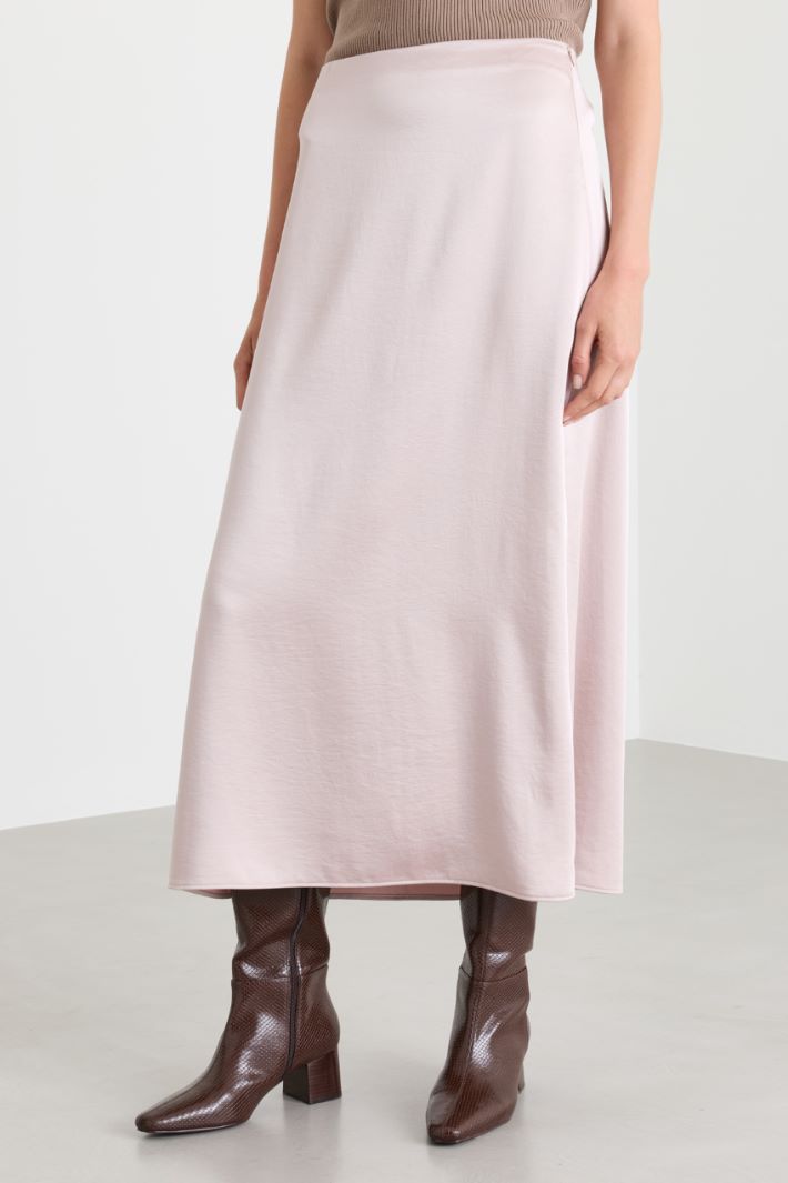 Jupe midi en satin - BEIGE - Intrend - 2
