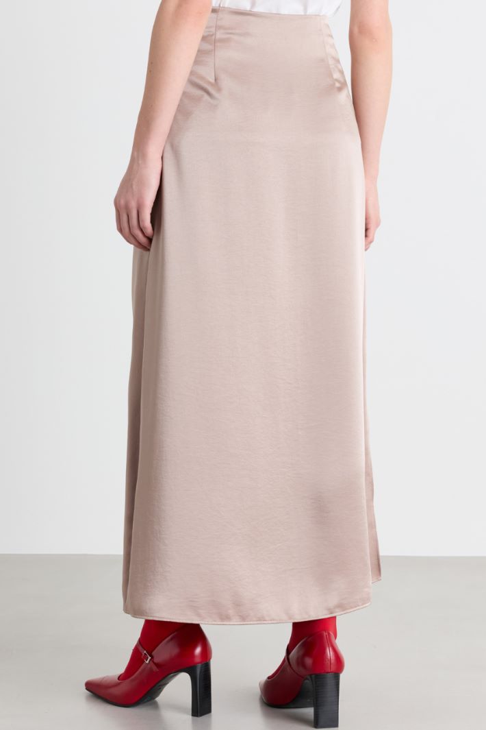 Satin midi skirt - BEIGE - Intrend - 4