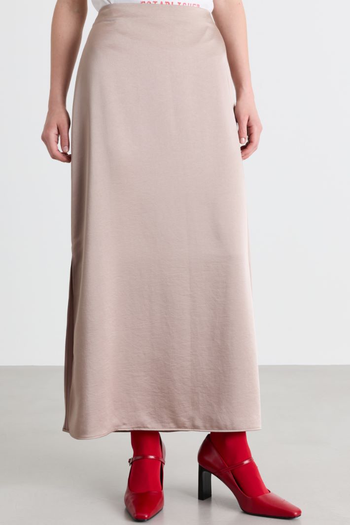 Satin midi skirt - BEIGE - Intrend - 2
