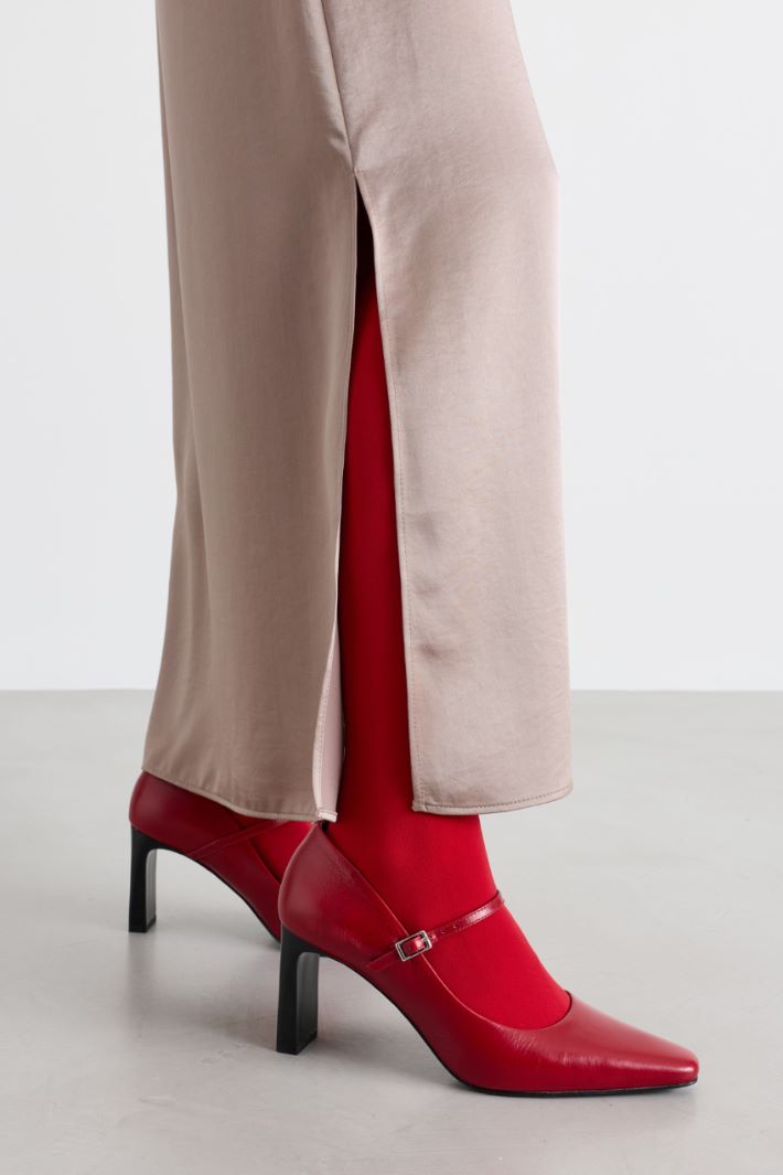 Satin midi skirt - BEIGE - Intrend - 3