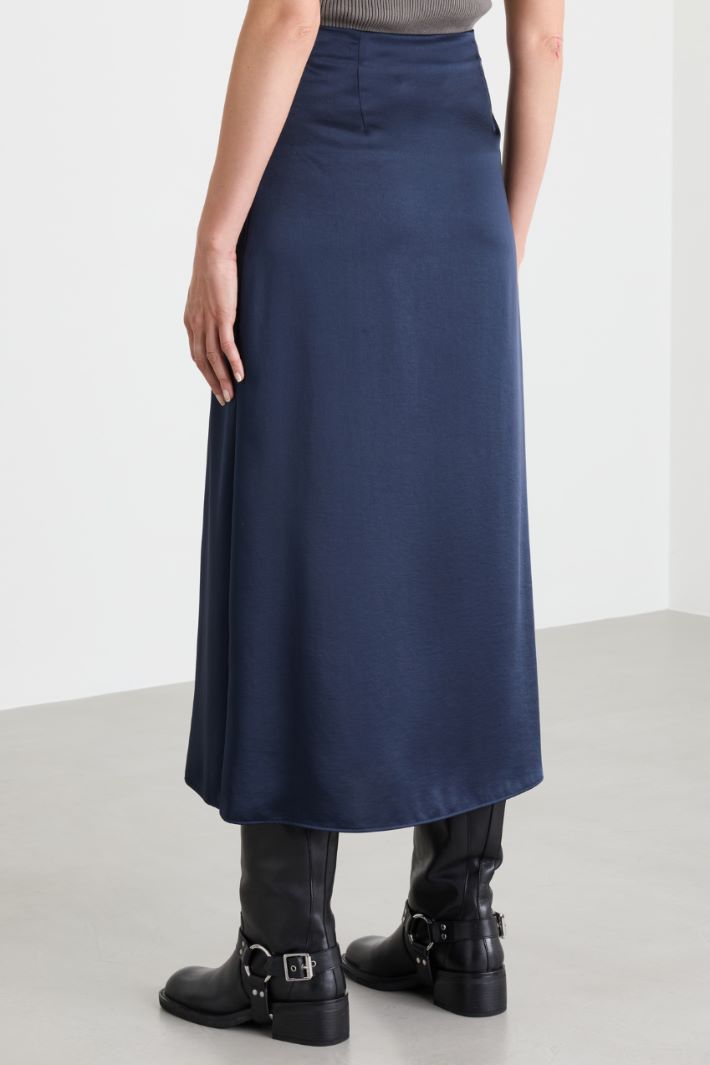 Jupe midi en satin - BLEU - Intrend - 4