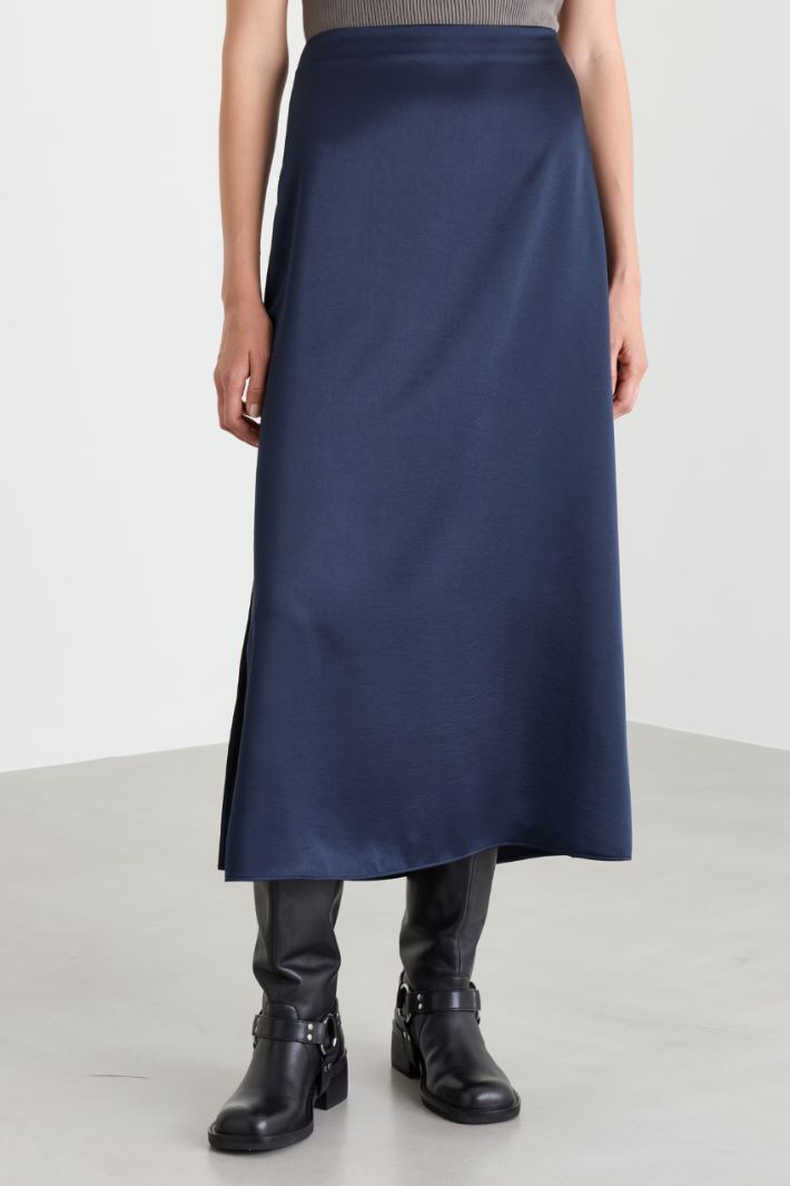 Jupe midi en satin - BLEU - Intrend - 2