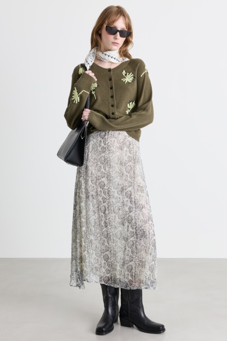 Printed creponne flared skirt - Intrend