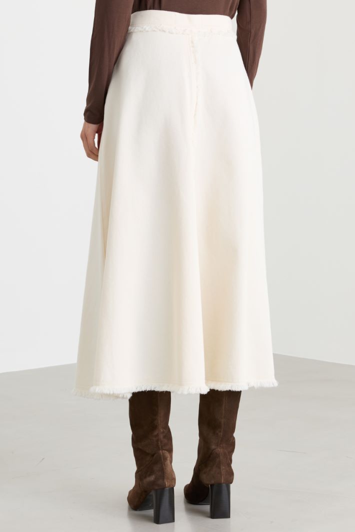 Frayed-waist flared skirt - WHITE - Intrend - 4