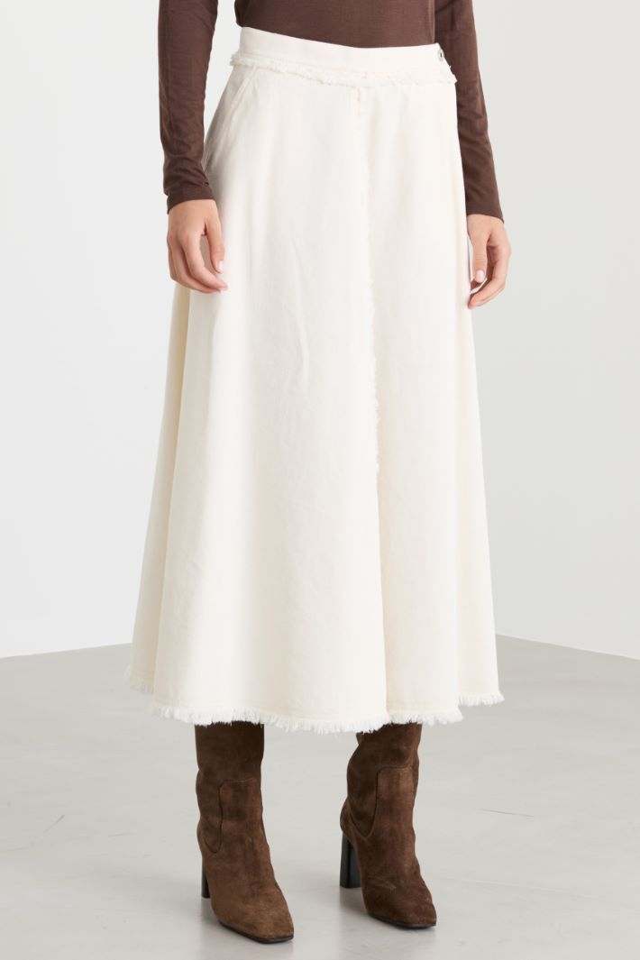 Frayed-waist flared skirt - WHITE - Intrend - 2