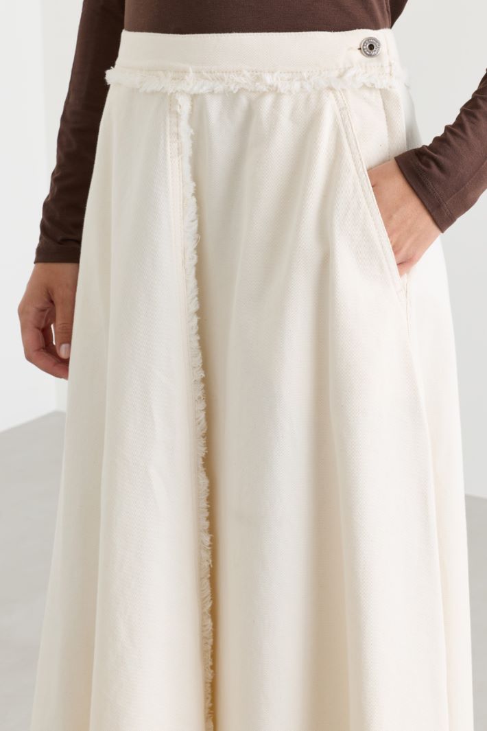 Frayed-waist flared skirt - WHITE - Intrend - 3