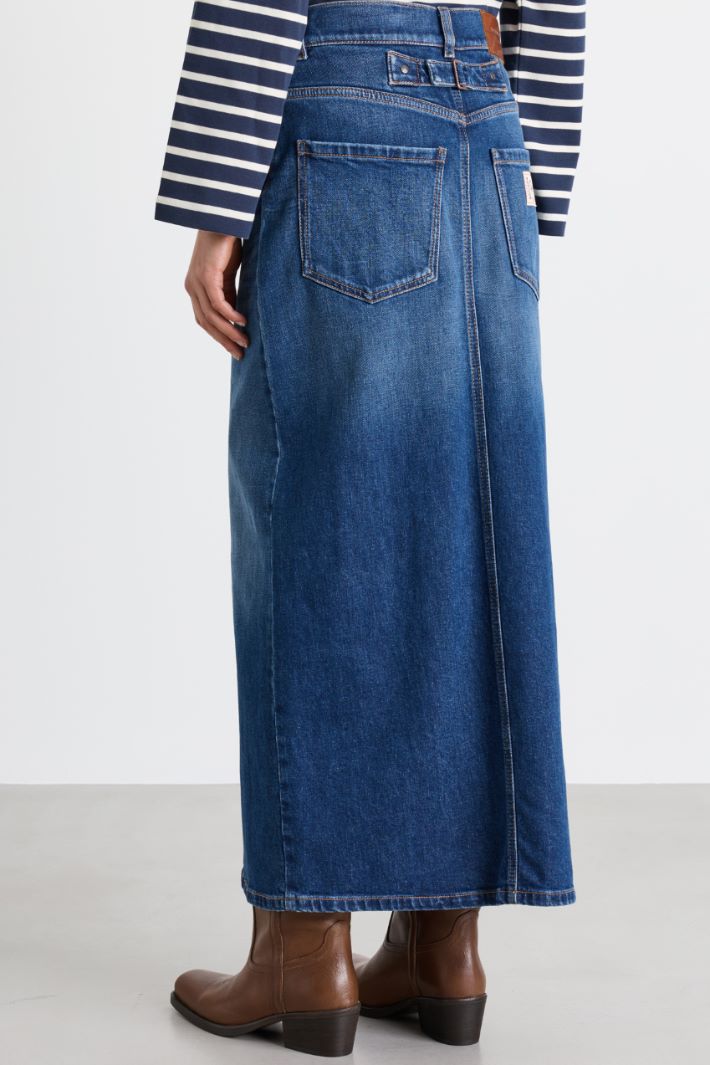 Straight-fit denim skirt - BLUE - Intrend - 4