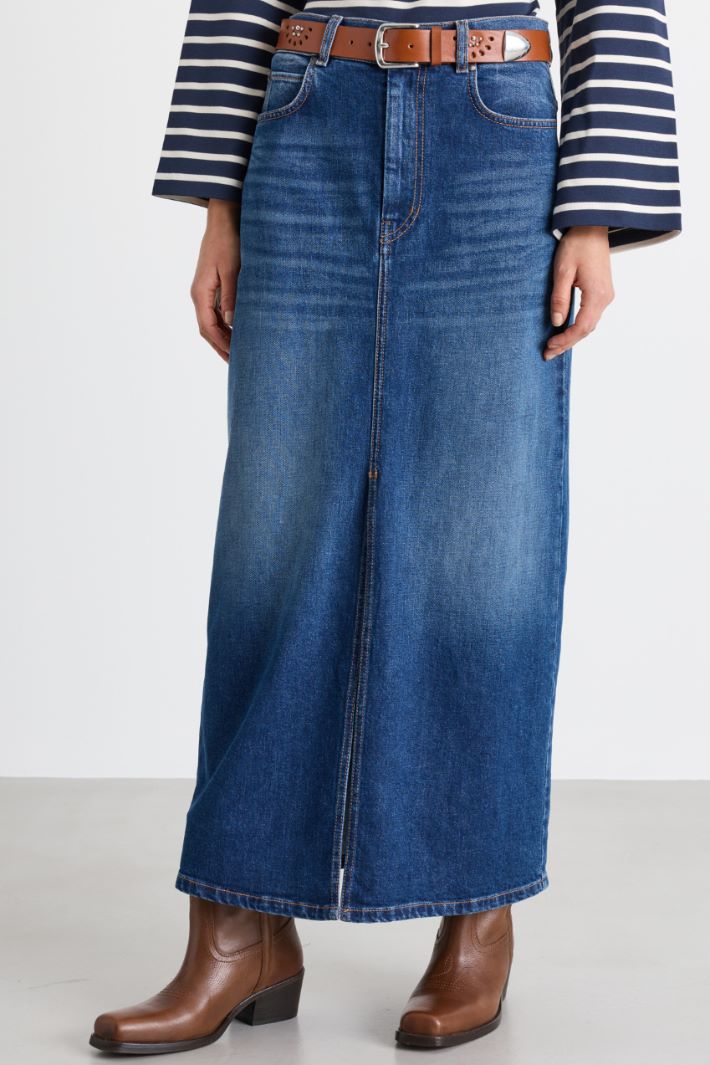 Straight-fit denim skirt - BLUE - Intrend - 2