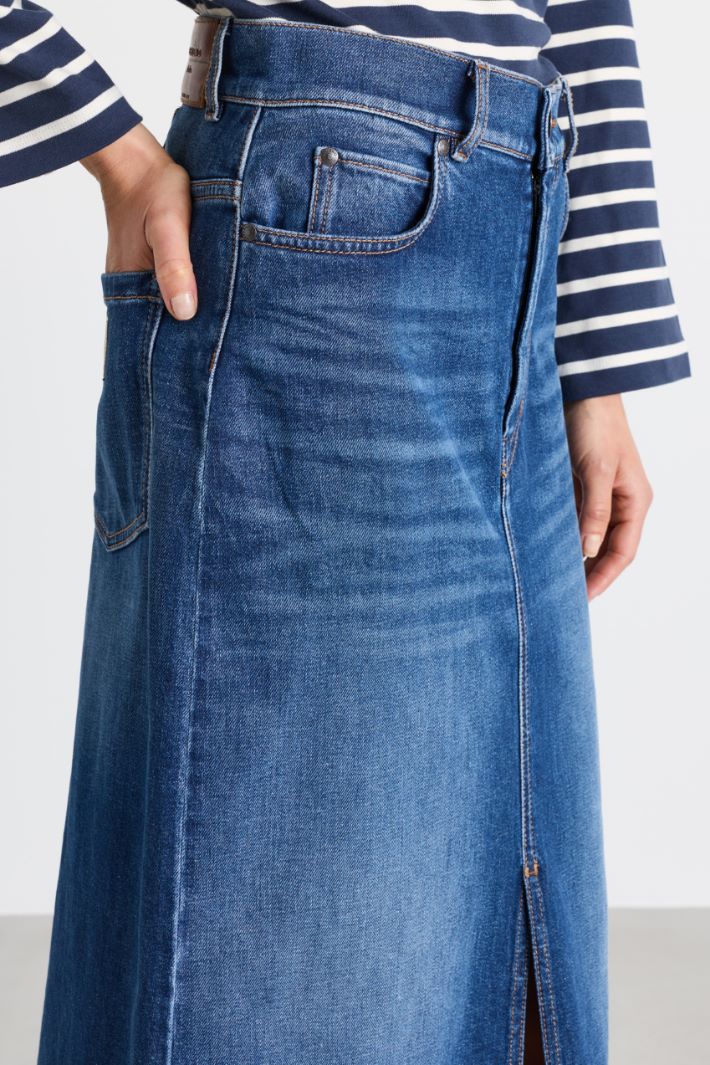 Straight-fit denim skirt - BLUE - Intrend - 3