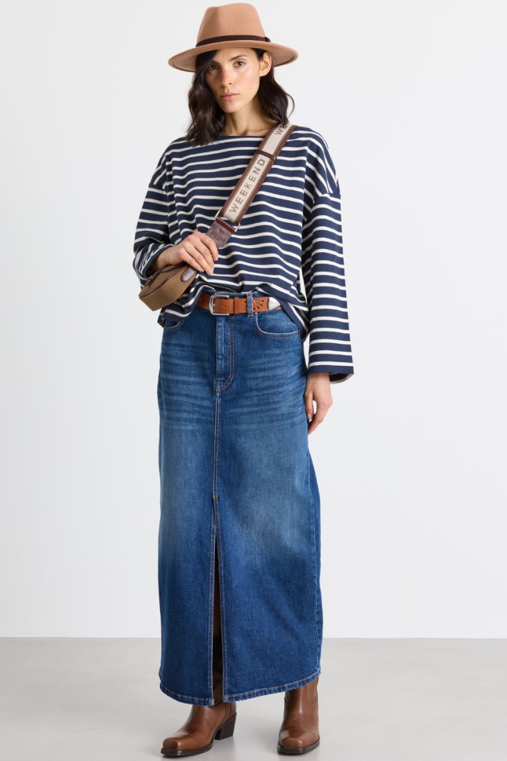 Straight-fit denim skirt - BLUE - Intrend