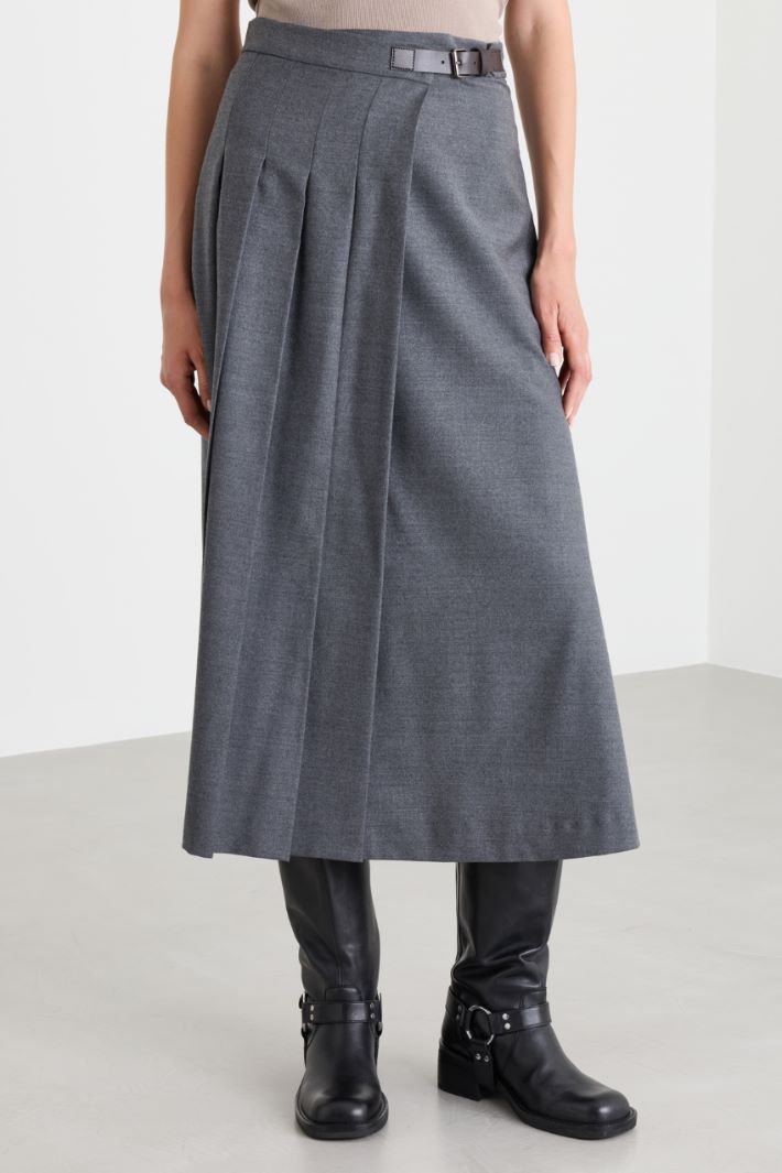 Jupe portefeuille à patte latérale - GRIS - Intrend - 2