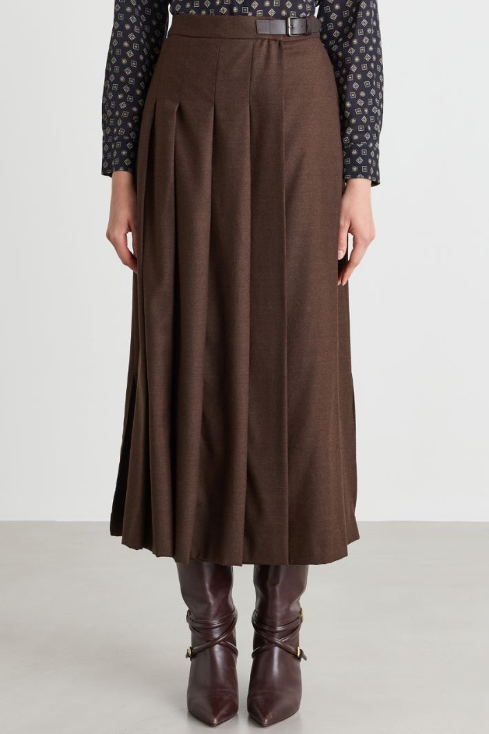 Side-buckle wrap skirt - BROWN - Intrend - 2