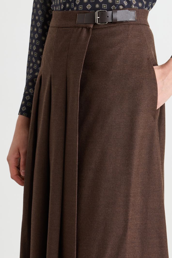 Side-buckle wrap skirt - BROWN - Intrend - 3