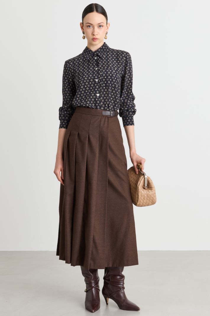Side-buckle wrap skirt - BROWN - Intrend
