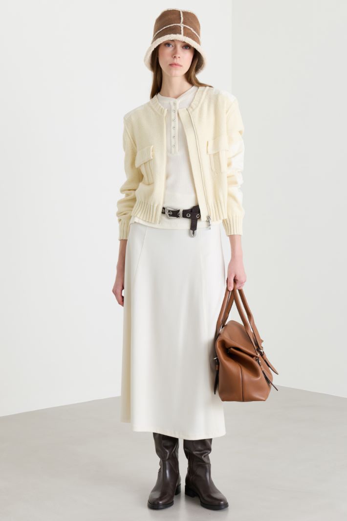 Stretch flared skirt - WHITE - Intrend