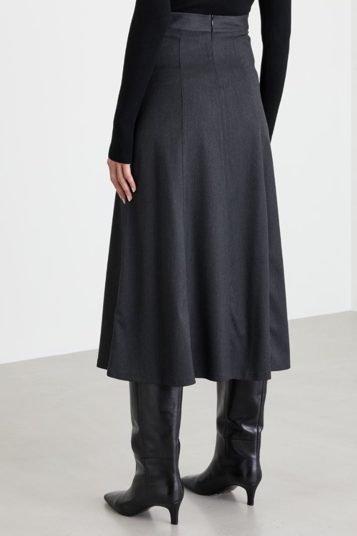 Stretch flared skirt - GREY - Intrend - 4